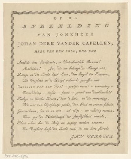 Praise Poem on the Politician Joan Derk van der Capellen tot den Pol