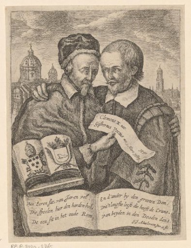 Satirical print of Pope Clement X and Gijsbert Voet