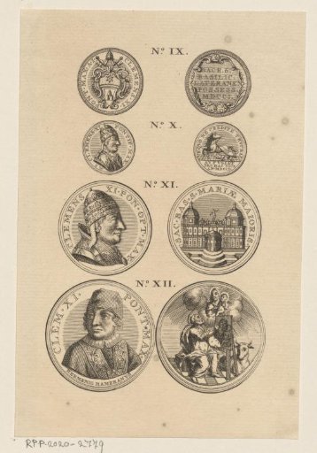 Three medals with the portrait of Pope Clement XI and one with his coat of arms