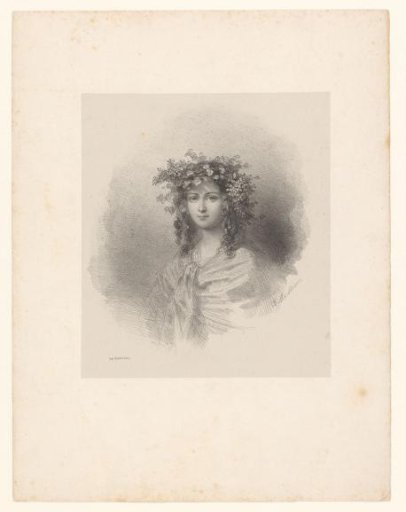 Young woman adorned with a wreath of leaves