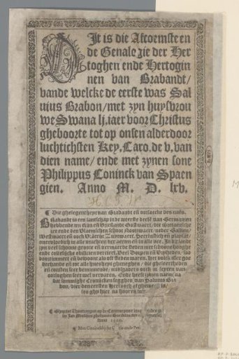 Title page for: This is the descent and genealogy of the dukes and duchesses of Brabant, 1565