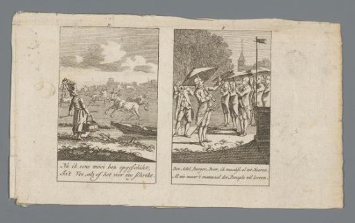 Cattle startled by a peasant woman with a 'pouf' and man wounds another man with his parasol