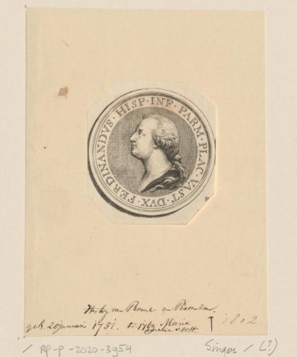 Medal with bust of Ferdinand of Parma