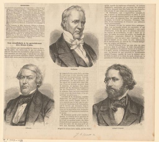 Portraits of James Buchanan, Millard Fillmore and John Charles Frémont