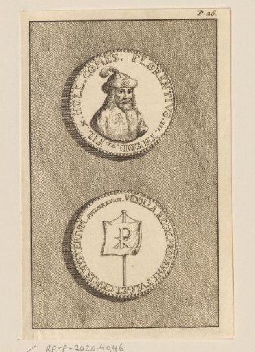 Obverse and reverse of a coin with the portrait of Floris III, Count of Holland