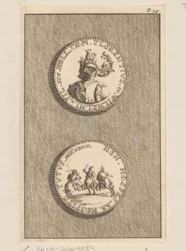 Obverse and reverse of a coin with the portrait of Floris IV, Count of Holland