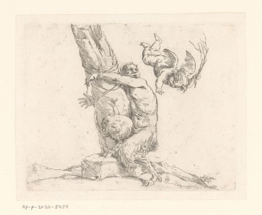 Cupid Whips a Satyr, Possibly Pan