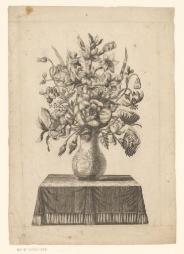 Flowers in a vase with a representation of H. Christoffel with the Christ Child