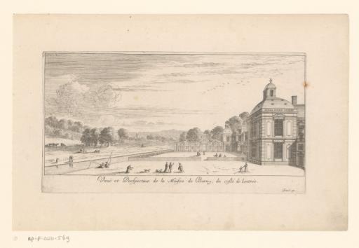 View of the Castle of Berny with part of the garden and a canal