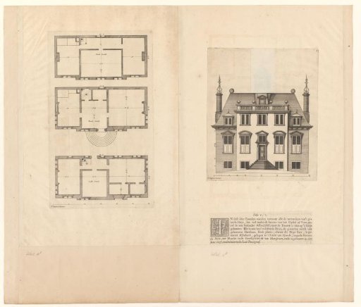 Plan and Facade of the Country House Elsenburg at Maarsseveen