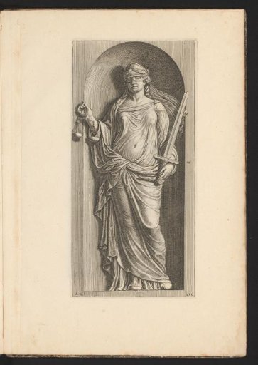 Statue of Justice (Justitia) in the Vierschaar of the Town Hall on the Dam