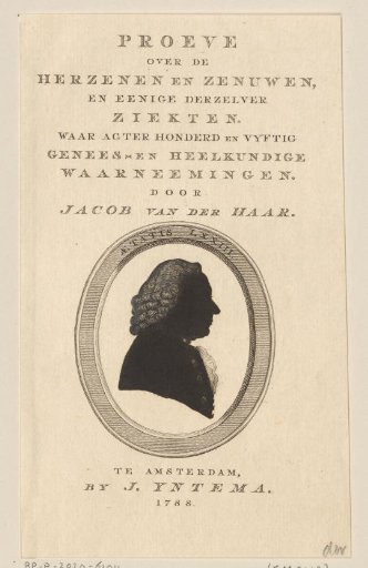 Title Page for: Jacob van der Haar, Essay on the Heart and Nerves, 1788