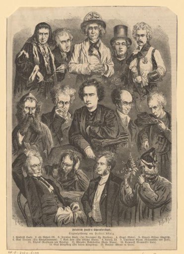 Portrait of Friedrich Haase, surrounded by thirteen portraits of various roles he portrayed