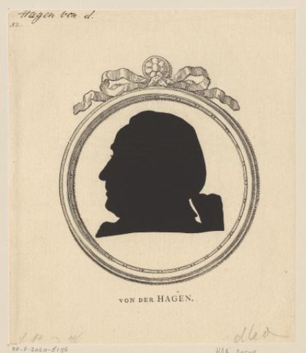 Silhouette portrait of Thomas Philipp von der Hagen