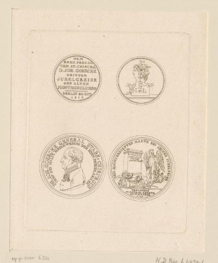 Two Medals with a Portrait of Johann Goercke in Honor of His Merits and Jubilee