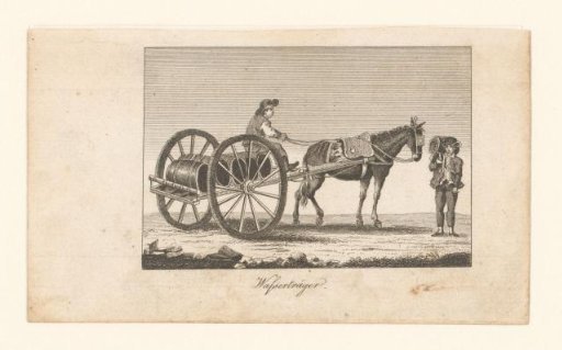 Water carrier on horse and cart