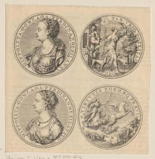 Obverse and Reverse of Two Medals with the Portrait of Hippolyta Gonzaga and Depictions of Diana