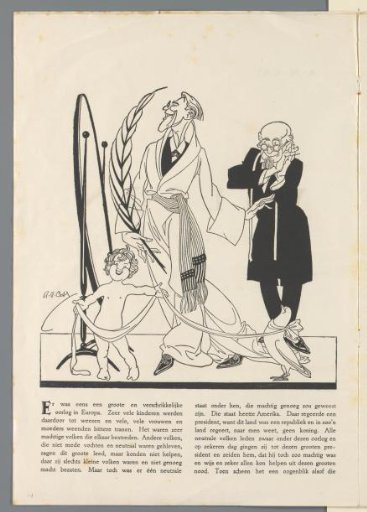 Woodrow Wilson with a palm branch before a mirror