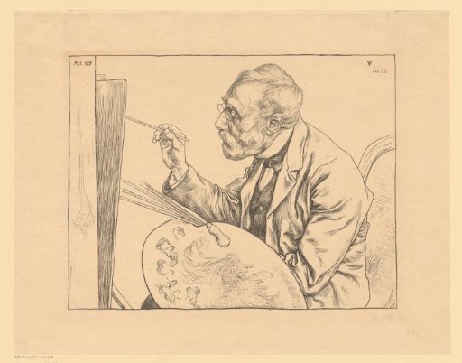 Portrait of Jozef Israëls at the age of 69 with a Palette in His Hand