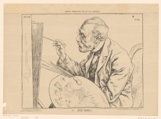 Portrait of Jozef Israëls at the age of 69 with a Palette in His Hand