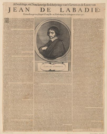 Text page with portrait of Jean de Labadie