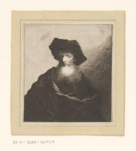 Bearded man with a large hat and a cape draped over his shoulders