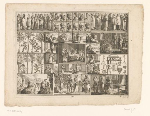 Sheet with various encyclopedic representations