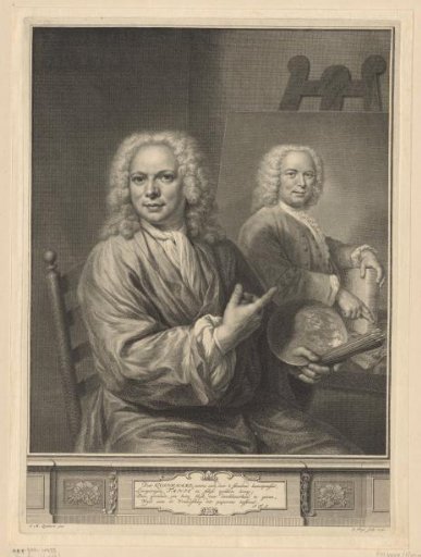 Portrait of Jan Maurits Quinkhard before a portrait of Pieter Tanjé