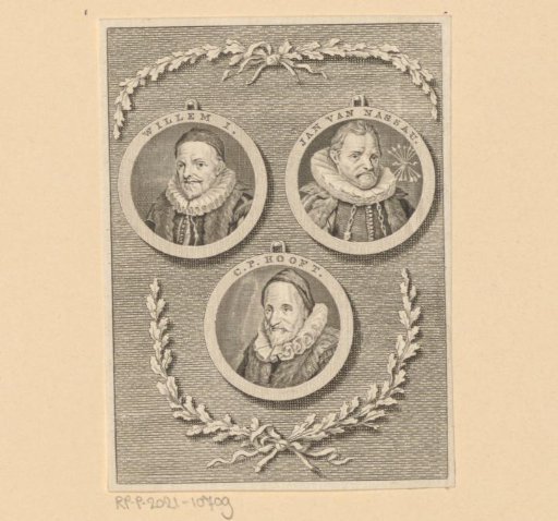 Portraits of William I, Prince of Orange, John VI, Count of Nassau-Dillenburg, and Cornelis Pietersz. Hooft