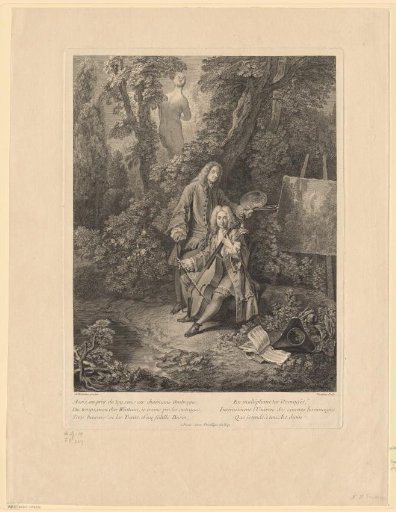 Two gallant men in a park landscape