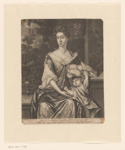 Mother with child seated in a garden