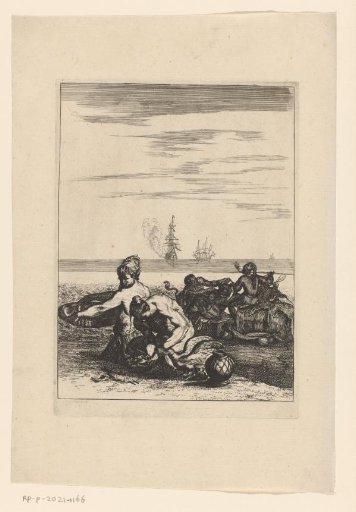 Coastal view in Asia with a man holding a bird by its neck