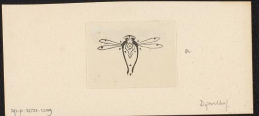 Ornamental vignette with two facing dragonflies