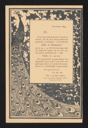 Prospectus for the prints 'Old and New Year' by Theo van Hoytema