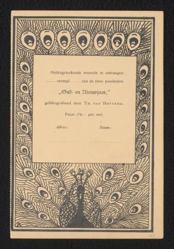Order card for the prints 'Old and New Year' by Theo van Hoytema