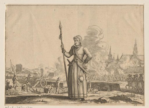 Portrait of Kenau Simonsdochter Hasselaer with the Siege of Haarlem in the background