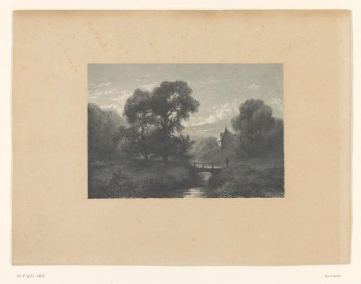 Landscape with Figure at a Wooden Bridge by Moonlight