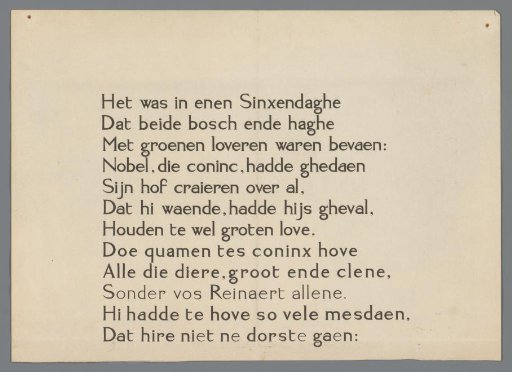 Proof of twelve lines from Van den vos Reynaerde in the Klei type