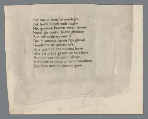 Proof of twelve lines from Van den vos Reynaerde in the Klei type