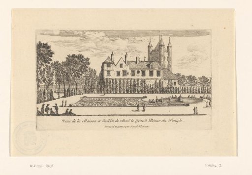 View of the buildings of the monastery and the church of the Templars in Paris