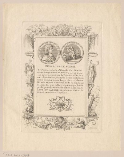 Front and back of a medal with the portrait of Eustache Lesueur