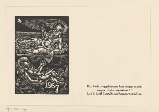 Christmas and New Year's greeting for 1937 from J. and B. Loeff-Baert
