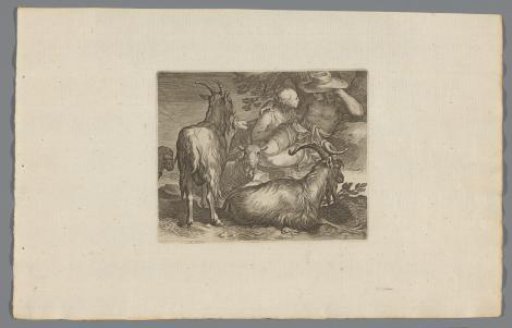 Shepherd and shepherdess with goats