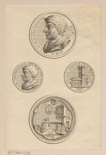 Medals with the portrait of Laurens Janszoon Coster