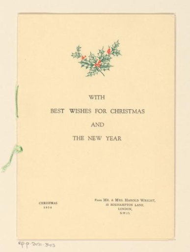 Christmas and New Year's greeting for 1954-1955 from Harold Wright and his wife