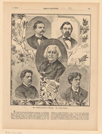Five portraits of August Klughardt, Hermann Riedel, Franz Liszt, Felix Draeseke and Felix Weingartner