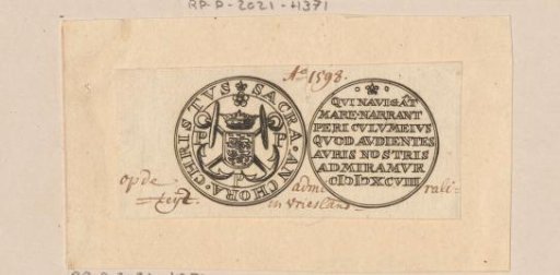Medal with crossed anchors and the coat of arms of Friesland