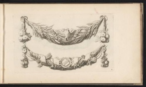 Two festoons with doves and the coat of arms of Amsterdam from the Amsterdam Town Hall