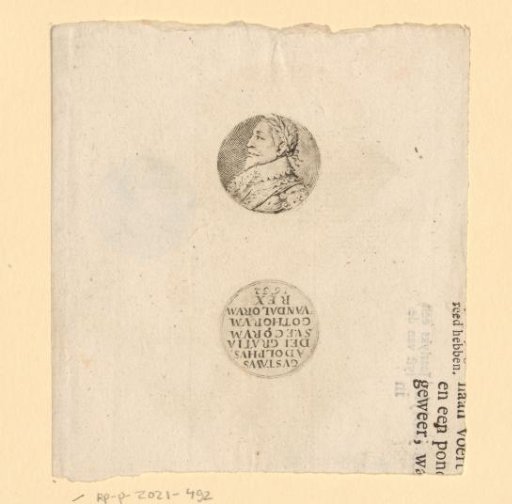 Portrait of Gustav II, King of Sweden, as a design for the obverse and reverse of a commemorative medal