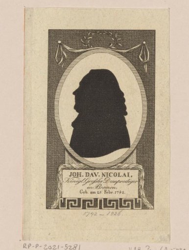 Silhouette portrait of Johann David Nicolai